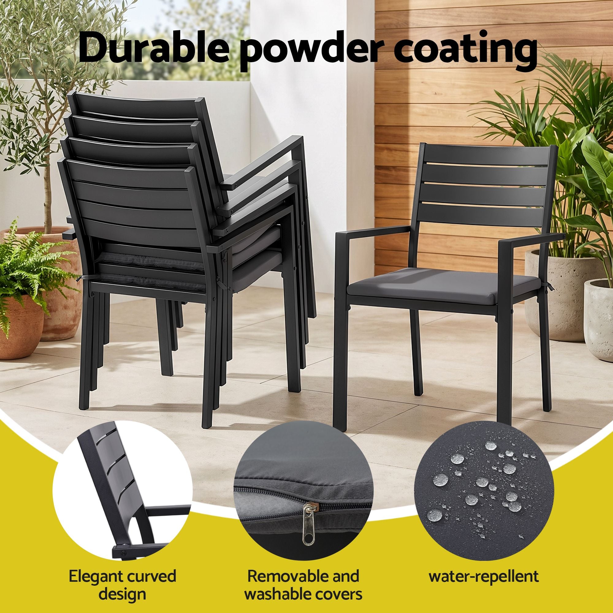 Gardeon Outdoor Dining Set 11PCS Aluminum Extendable Table Chairs Patio Black