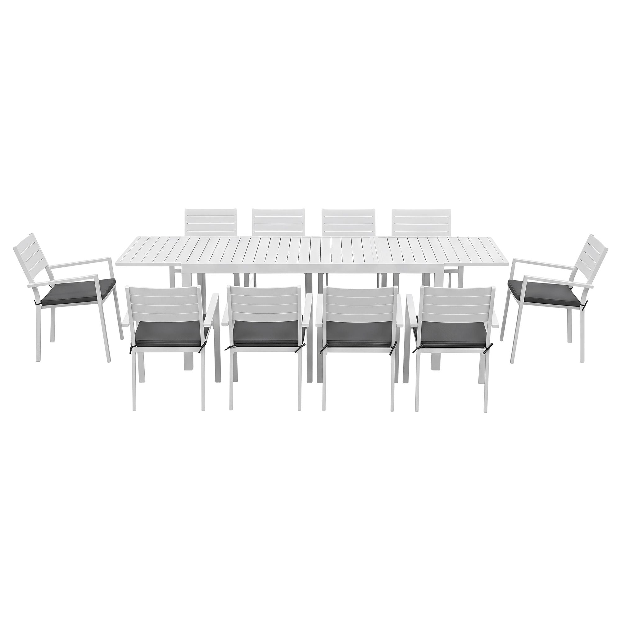 Gardeon Outdoor Dining Set 11PCS Aluminum Extendable Table Chairs Patio White