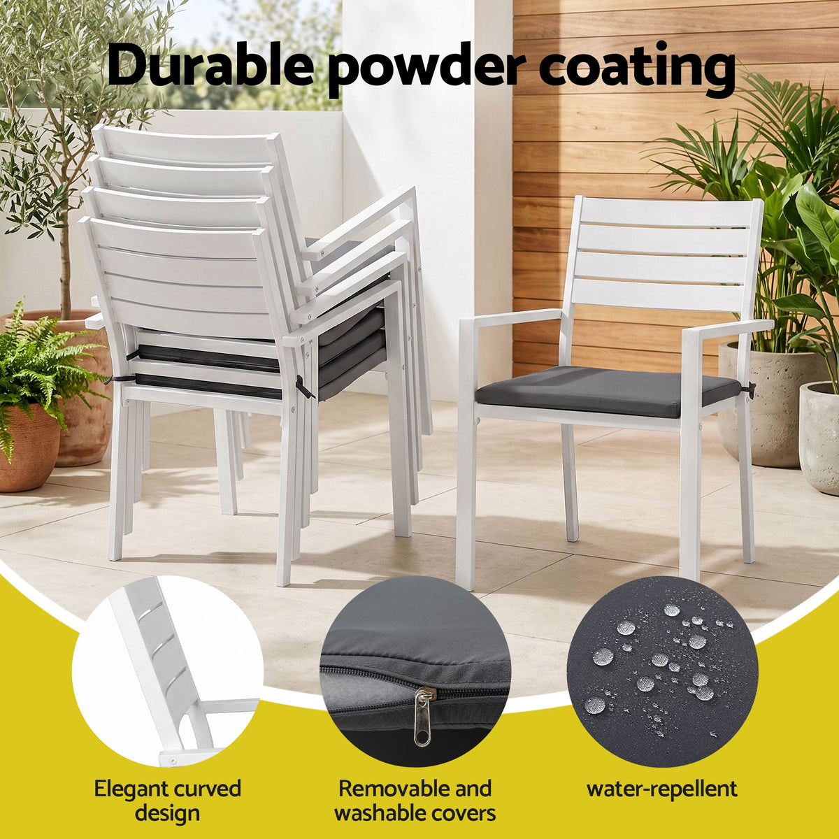 Gardeon Outdoor Dining Set 11PCS Aluminum Extendable Table Chairs Patio White