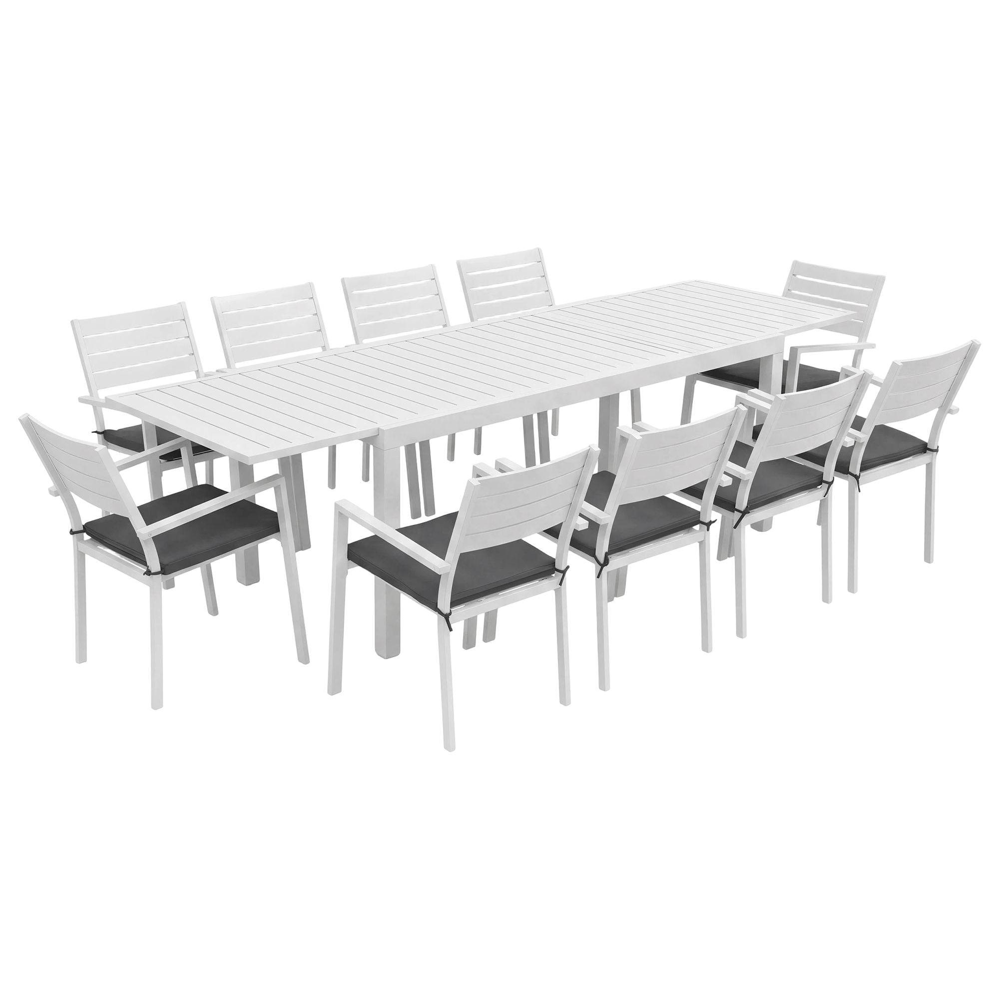 Gardeon Outdoor Dining Set 11PCS Aluminum Extendable Table Chairs Patio White