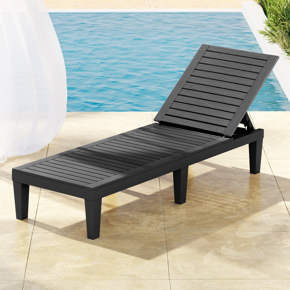 Gardeon Sun Lounge Adjustable Recliner Patio Outdoor Furniture Light weight Black