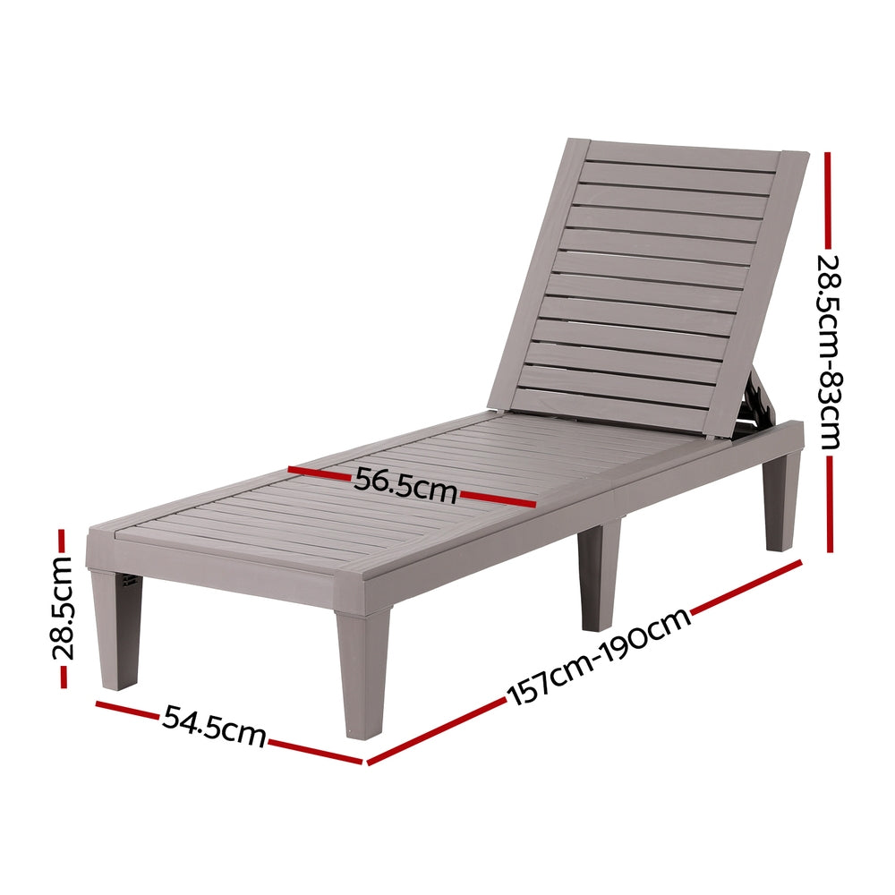 Gardeon Sun Lounge Adjustable Recliner Patio Outdoor Furniture Light weight Grey