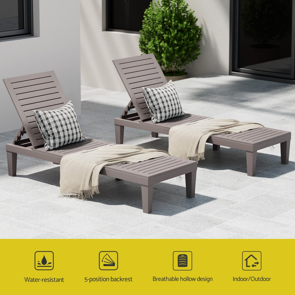 Gardeon Sun Lounge Adjustable Recliner Patio Outdoor Furniture Light weight Grey