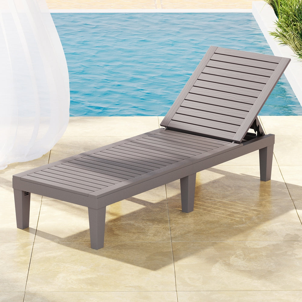 Gardeon Sun Lounge Adjustable Recliner Patio Outdoor Furniture Light weight Grey