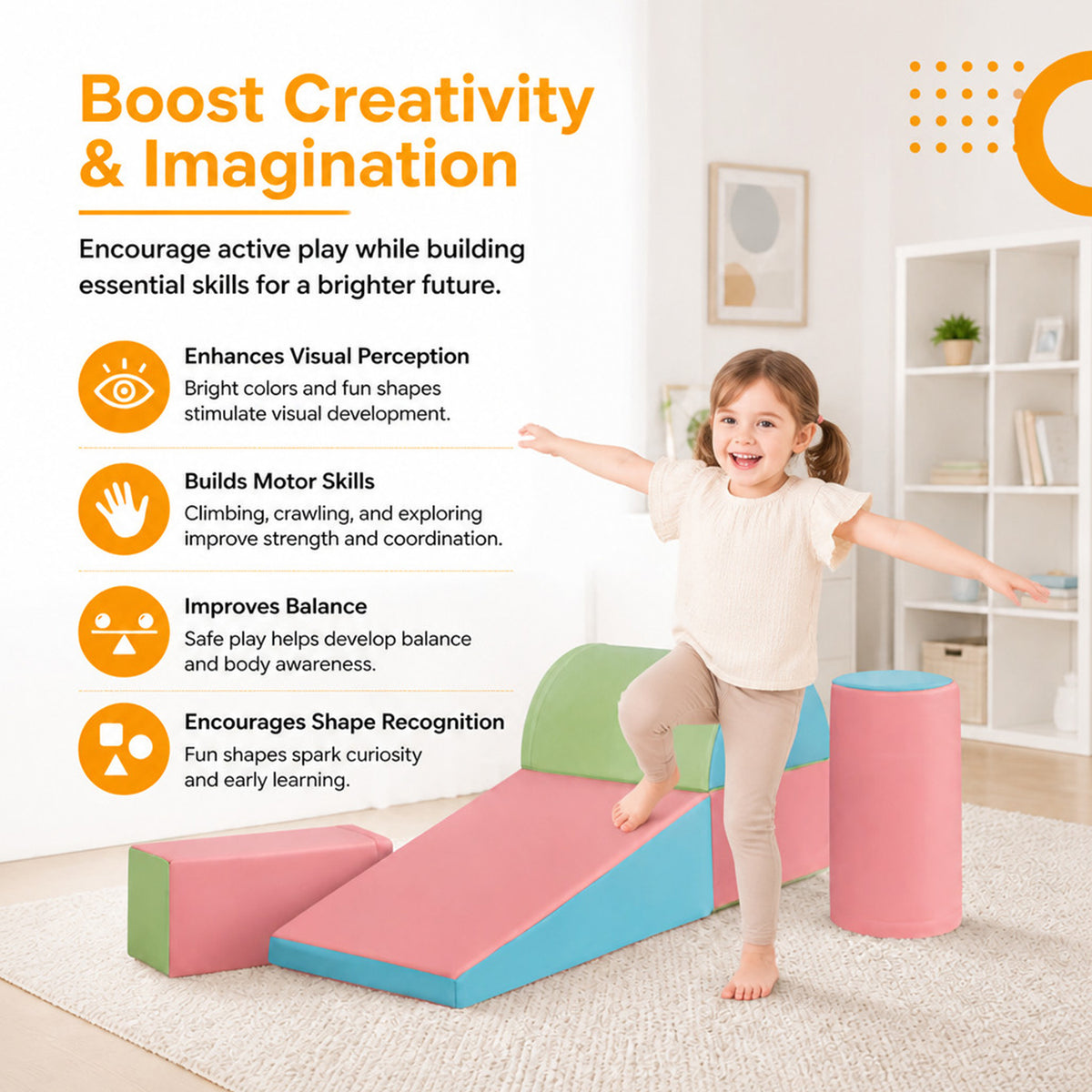 Kids Crawl Climb Foam Shapes Playset Toddler Indoor Play Activity Set