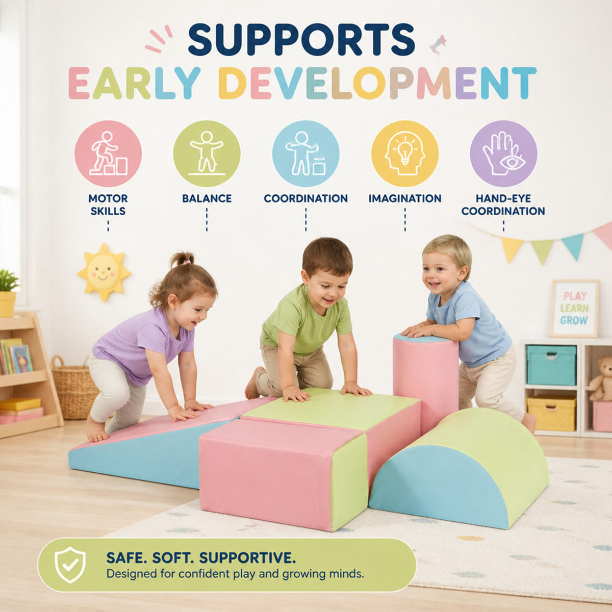 Kids Crawl Climb Foam Shapes Playset Toddler Indoor Play Activity Set