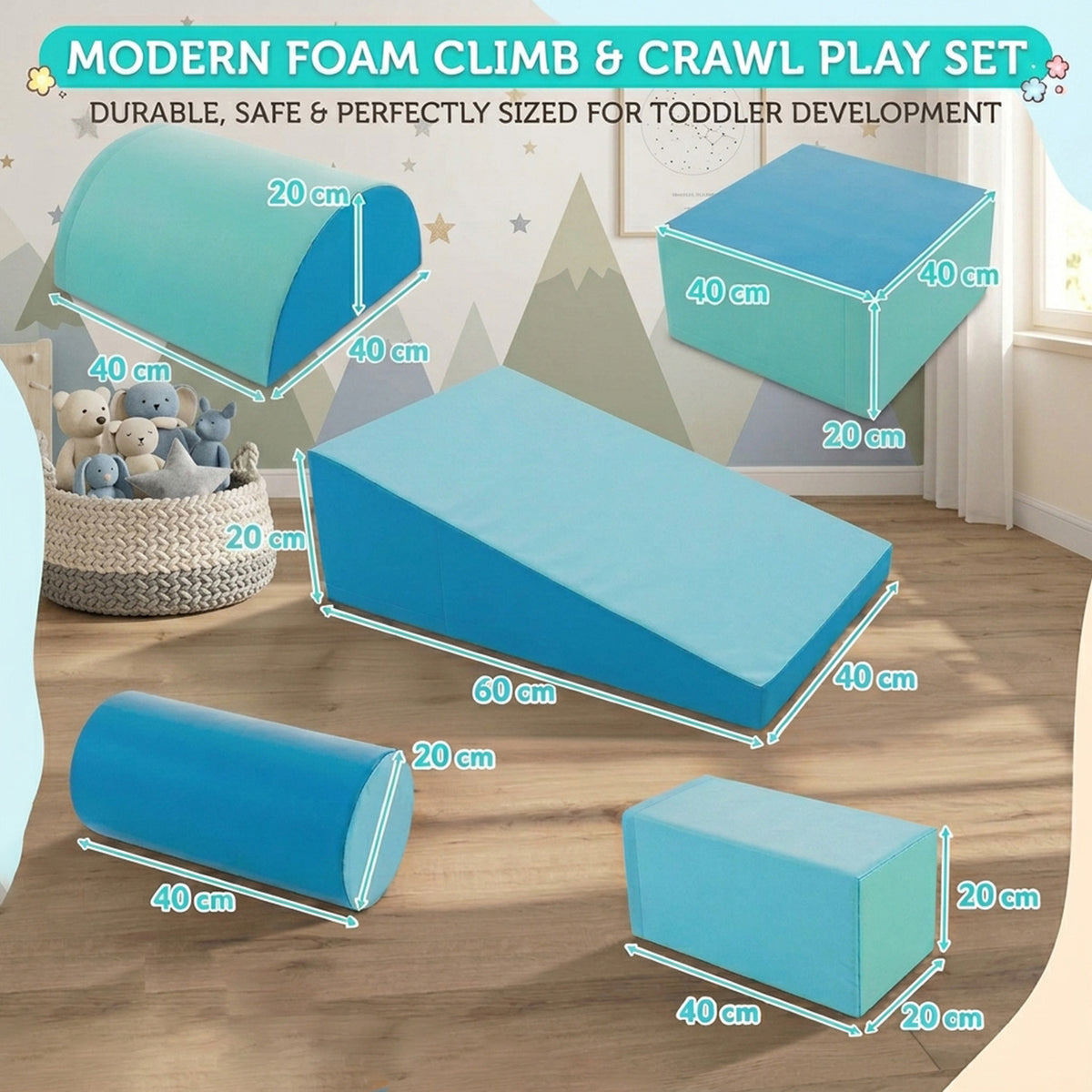 Kids Crawl Climb Foam Shapes Playset Toddler Indoor Play Activity Set