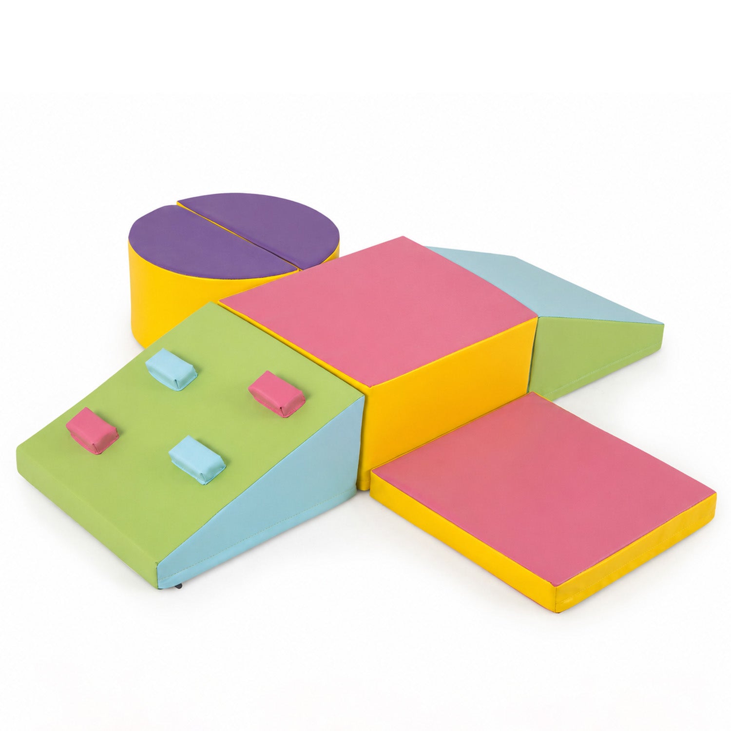6 Piece Foam Climbing Blocks Hook Loop Fasteners Kids Play Gym Multicolour