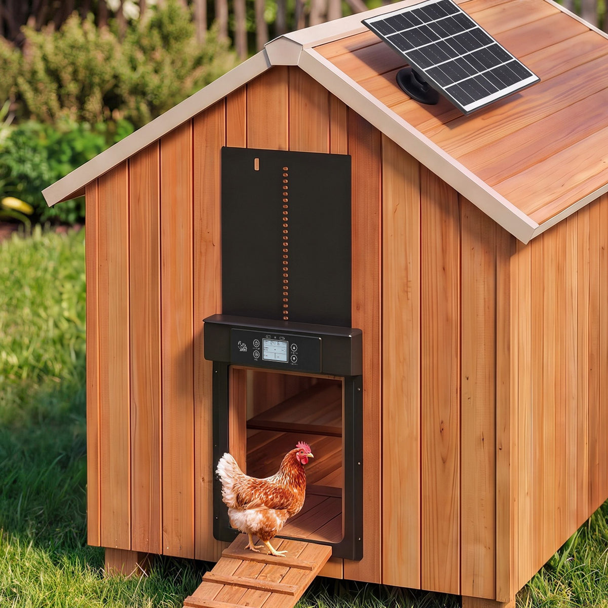 Giantz Automatic Chicken Coop Door Solar Smart App 37cm Black