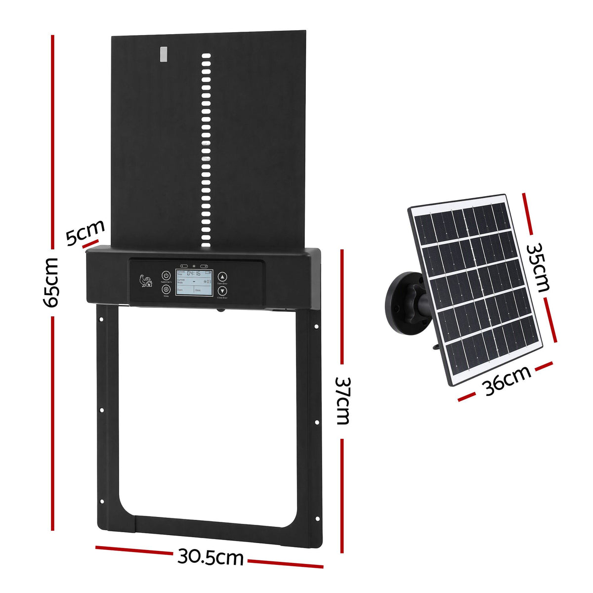Giantz Automatic Chicken Coop Door Solar Smart App 37cm Black