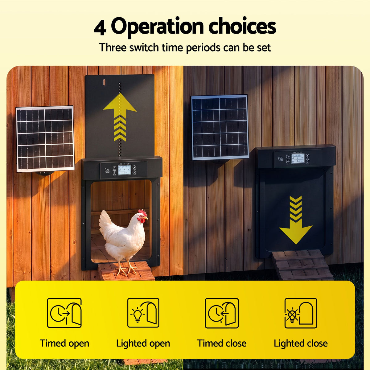 Giantz Automatic Chicken Coop Door Solar Smart App 37cm Black