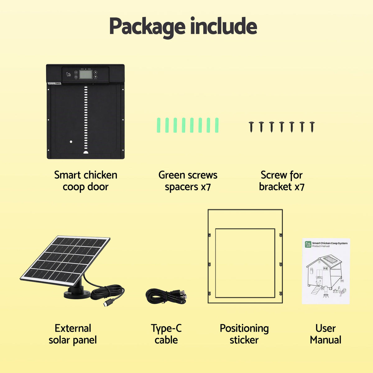 Giantz Automatic Chicken Coop Door Solar Smart App 37cm Black