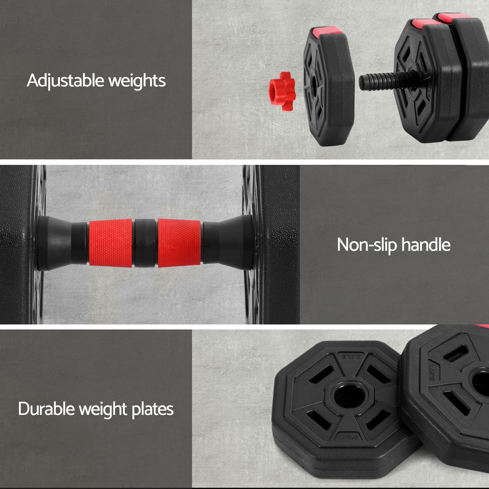 Everfit 20kg Adjustable Dumbbell Barbell Set Weight Plates Home Workout