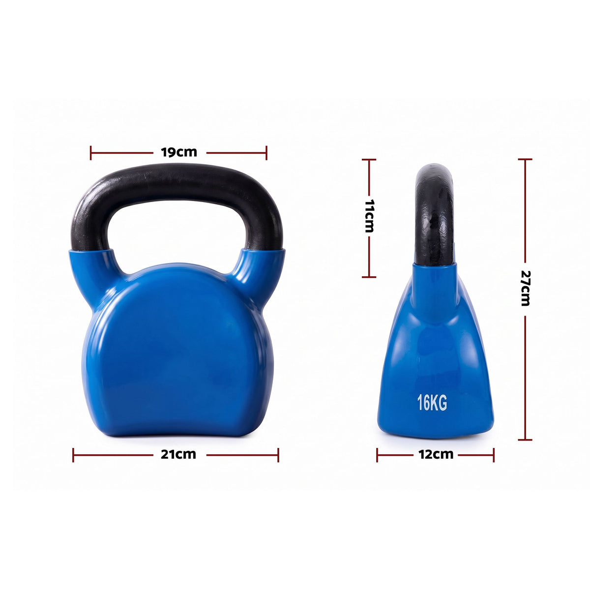 Everfit 16kg Kettlebell Cast Iron PVC Neoprene Stable Base Blue