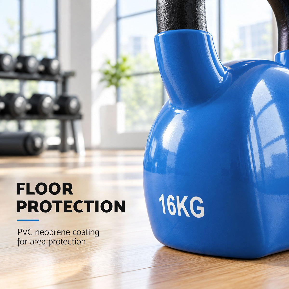 Everfit 16kg Kettlebell Cast Iron PVC Neoprene Stable Base Blue