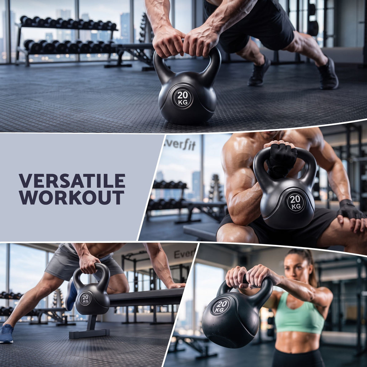 Everfit 20kg Kettlebell Weights Strength Training Anti-slip Stable Base
