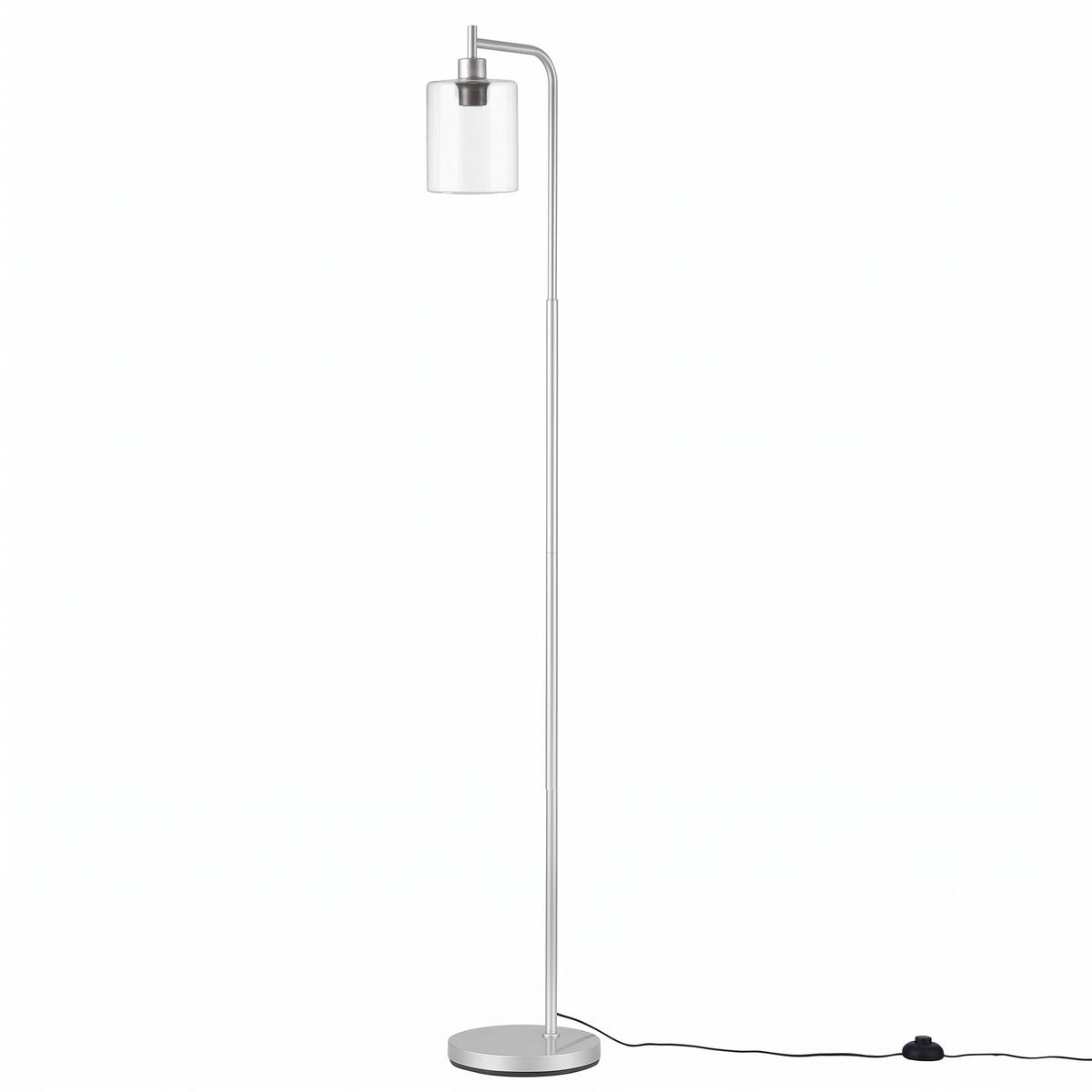 Artiss Modern Industrial Floor Lamp Standing Light Glass Shade Tall Metal Silver