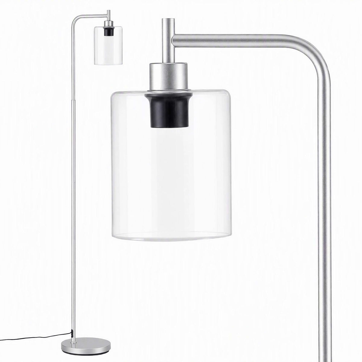 Artiss Modern Industrial Floor Lamp Standing Light Glass Shade Tall Metal Silver