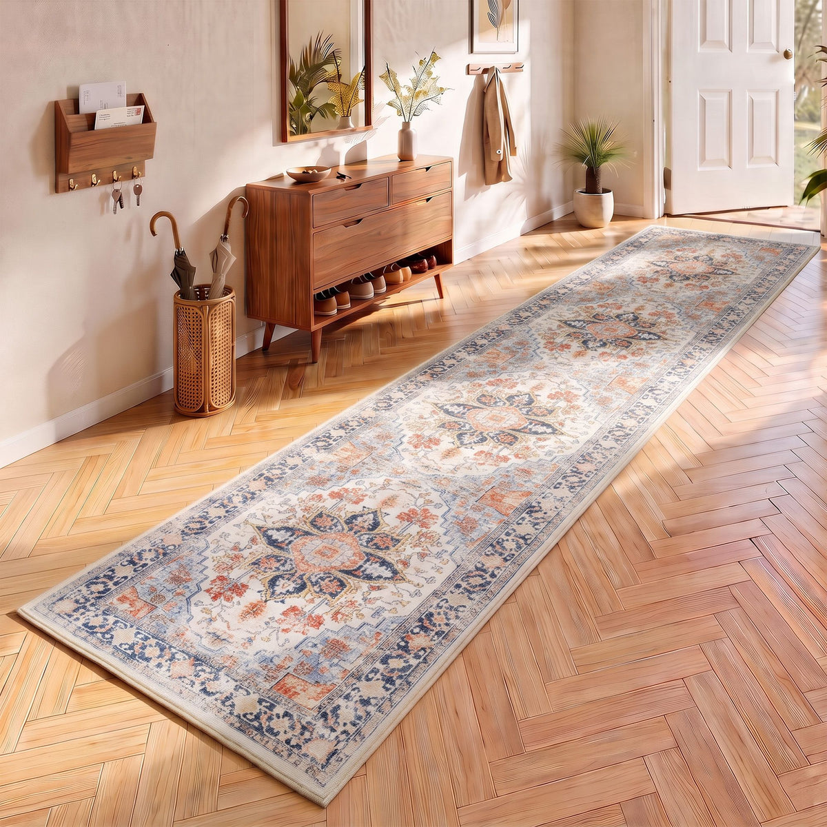 Artiss 60x300cm Runner Rug Living Room Water-Repellent Non-Shedding Blue