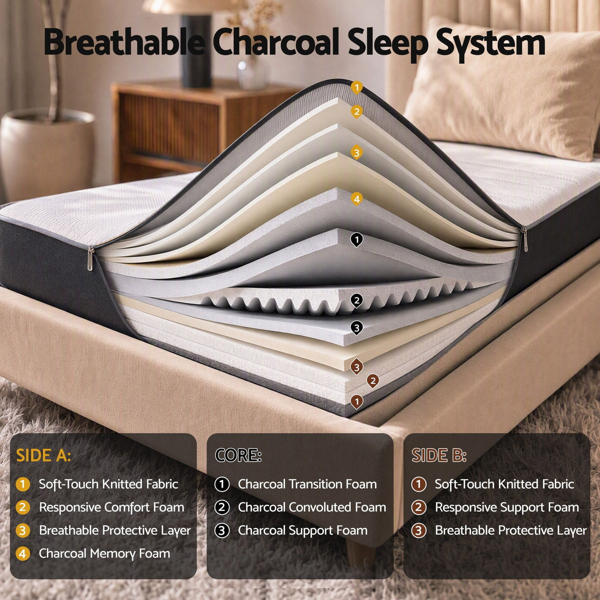 Giselle 18cm King Single Memory Foam Mattress Dual Feel Reversible Foam