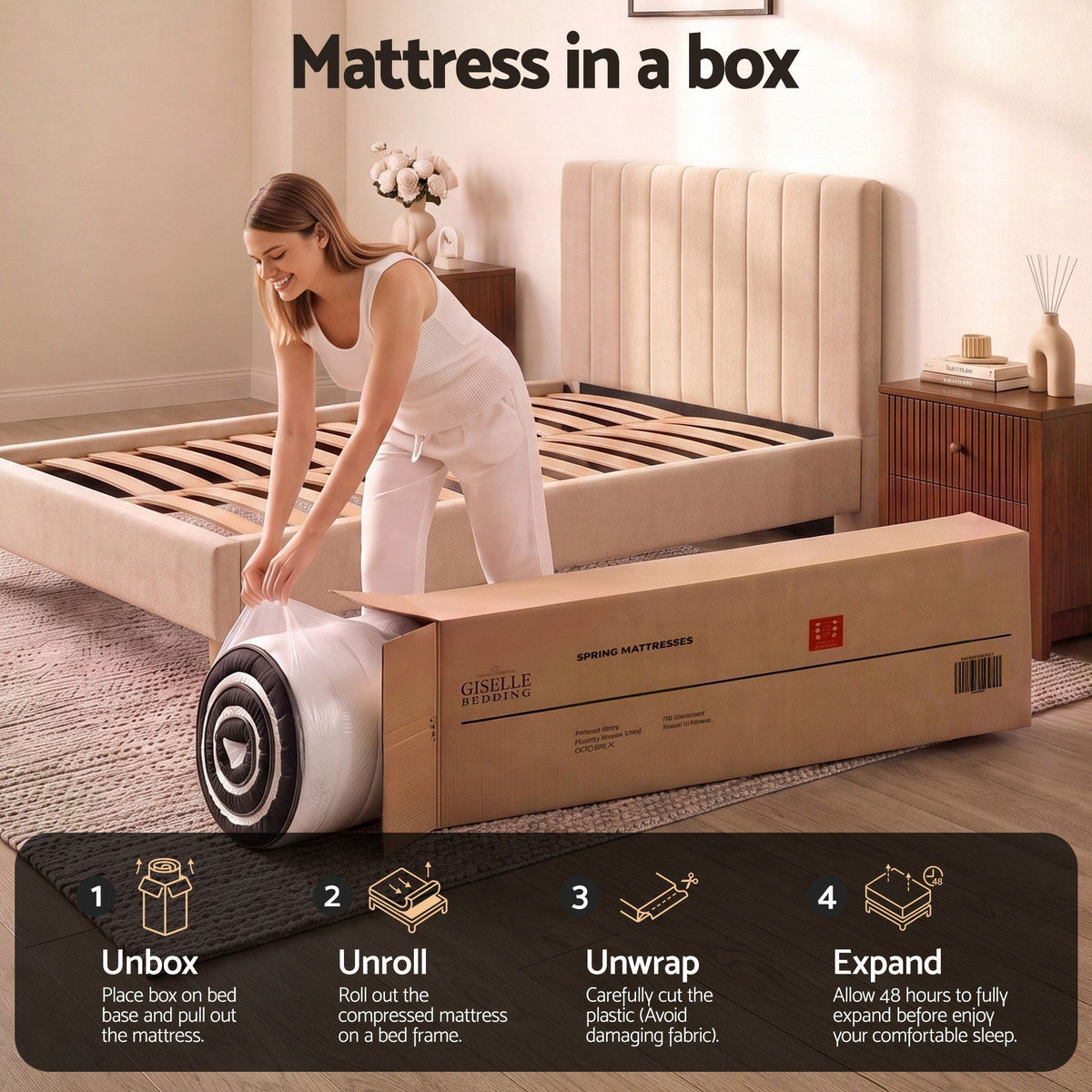 Giselle 18cm King Single Memory Foam Mattress Dual Feel Reversible Foam