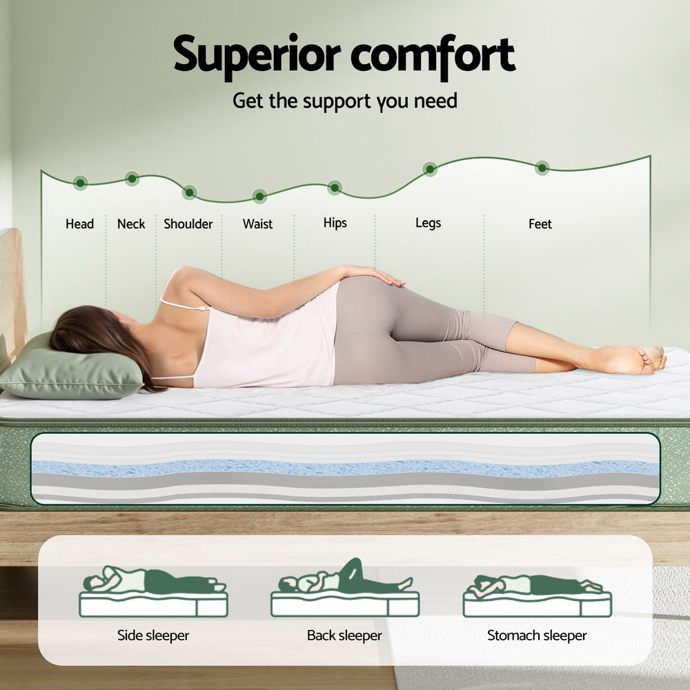 Giselle 25cm Memory Foam Mattress Dual Layer Zipper Cover Cool Charcoal Foam Mattresses Double