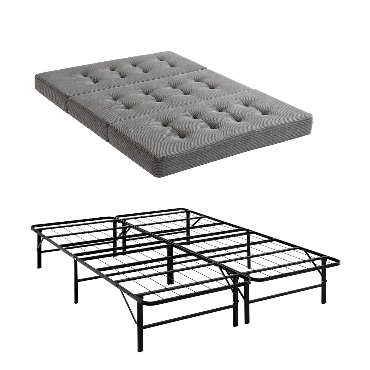 Giselle Double Folding Bed Mattress Metal Frame Guest Bed 15cm Foam Foldable