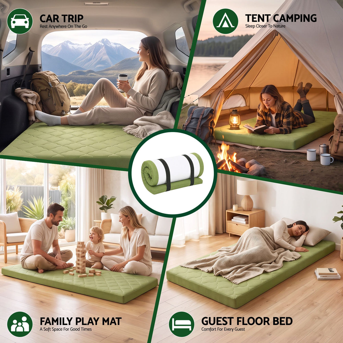 Giselle Bedding Foldable Mattress Single 8cm Camping Travel Roll-Up Floor Bed