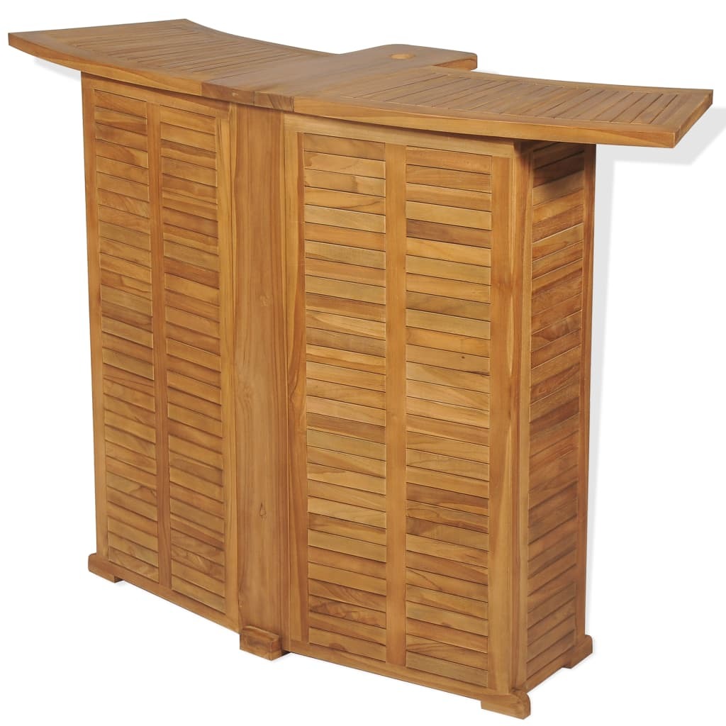 Folding Bar Table Solid Teak Wood Weather Resistant Patio 155x53x105cm