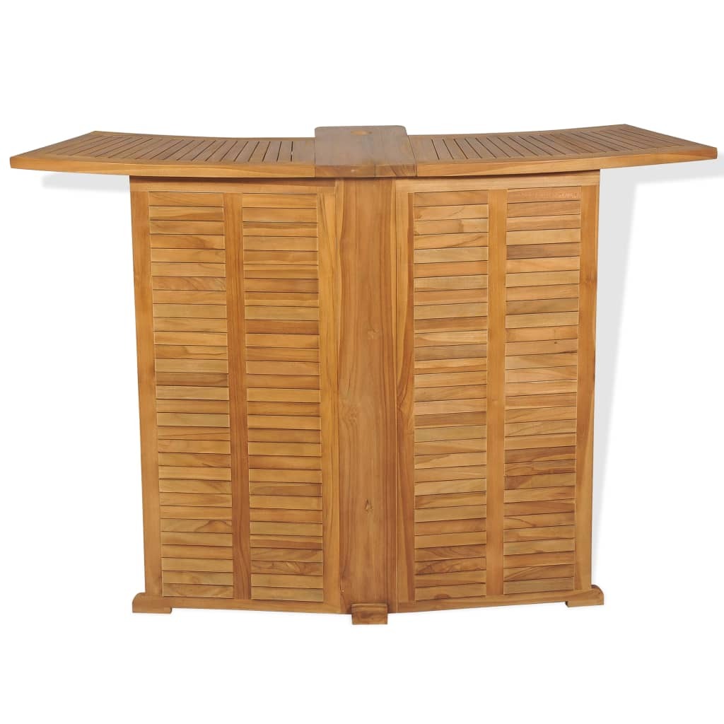 Folding Bar Table Solid Teak Wood Weather Resistant Patio 155x53x105cm