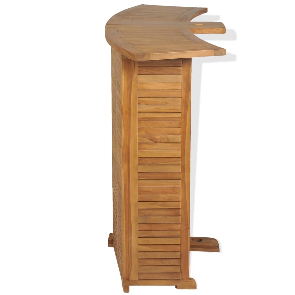 Folding Bar Table Solid Teak Wood Weather Resistant Patio 155x53x105cm