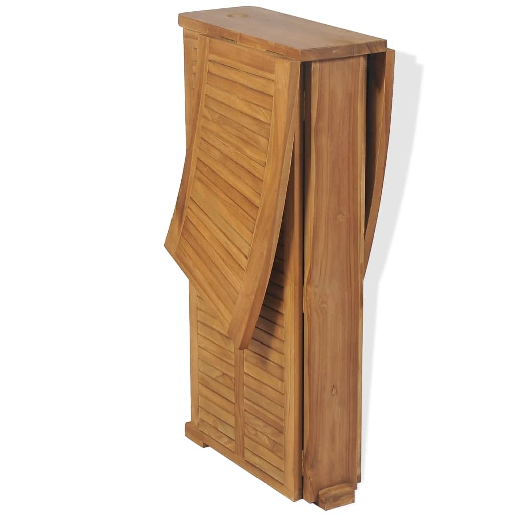 Folding Bar Table Solid Teak Wood Weather Resistant Patio 155x53x105cm