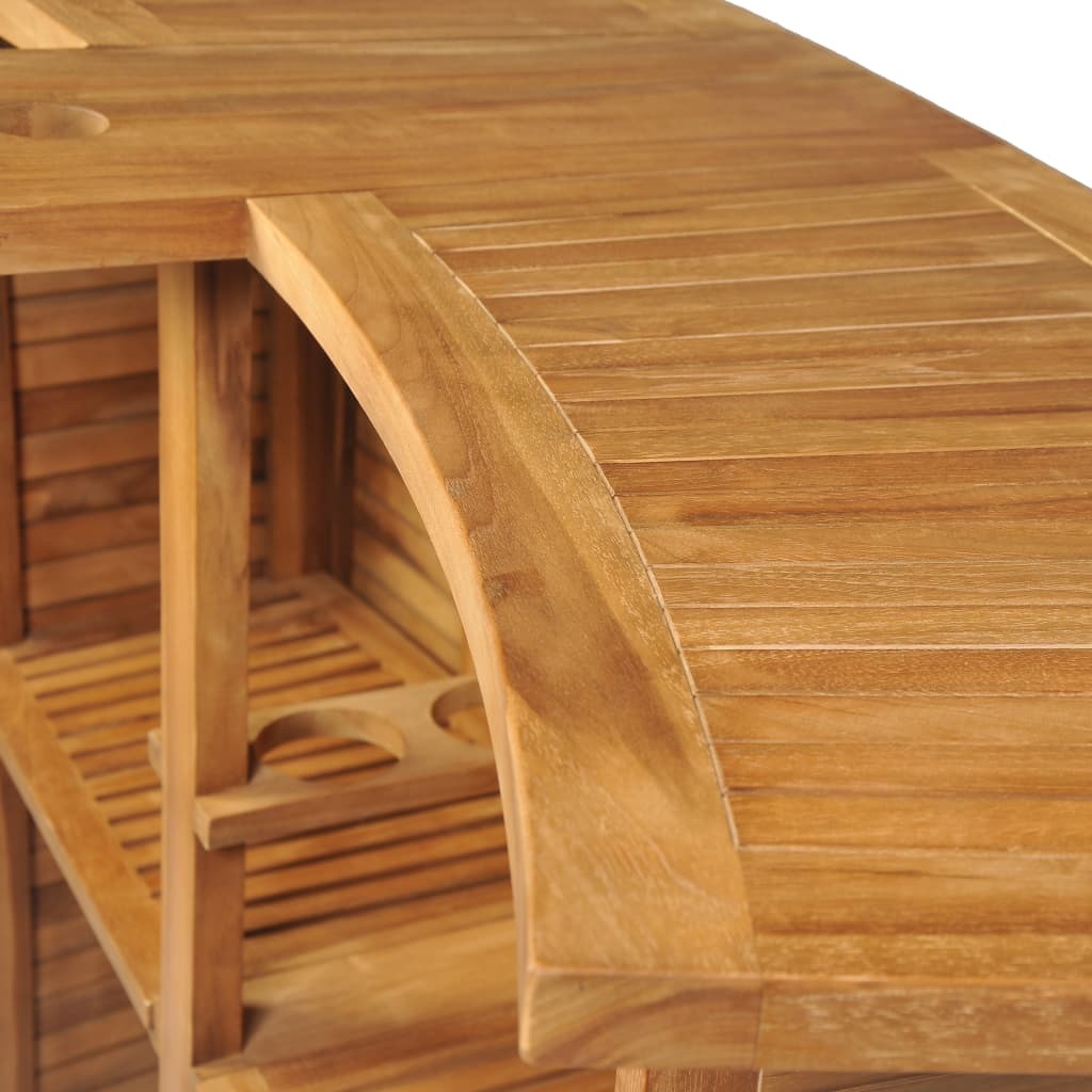 Folding Bar Table Solid Teak Wood Weather Resistant Patio 155x53x105cm