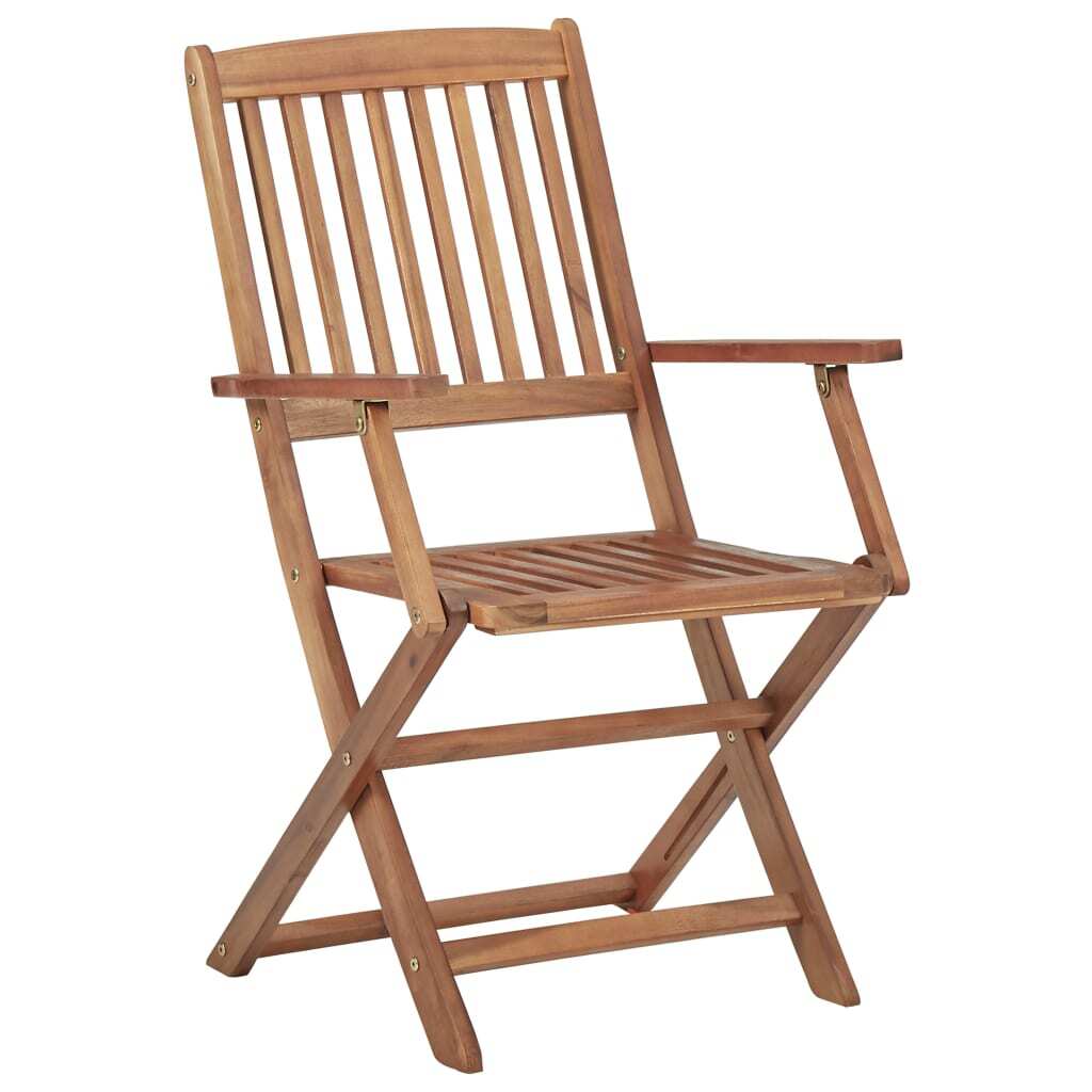 Folding Outdoor Chairs 4 pcs Solid Acacia Wood Weather-Resistant Patio
