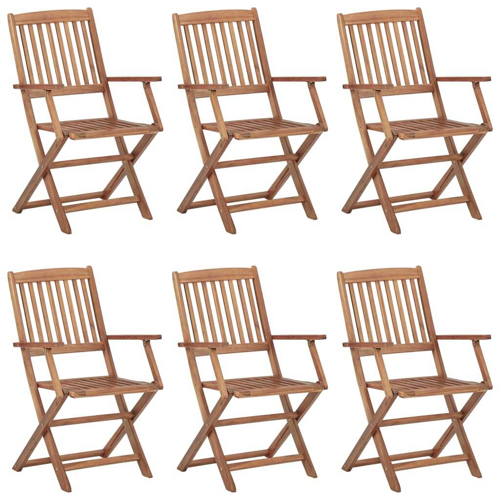 Folding Outdoor Chairs 6 pcs Solid Acacia Wood Weather-Resistant Patio