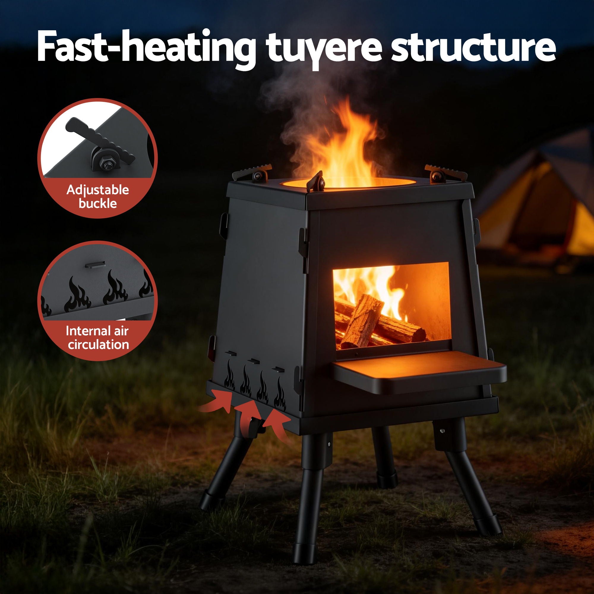 Grillz Fire Pit BBQ Portable Outdoor Fireplace Metal Camping Stove for Picnic