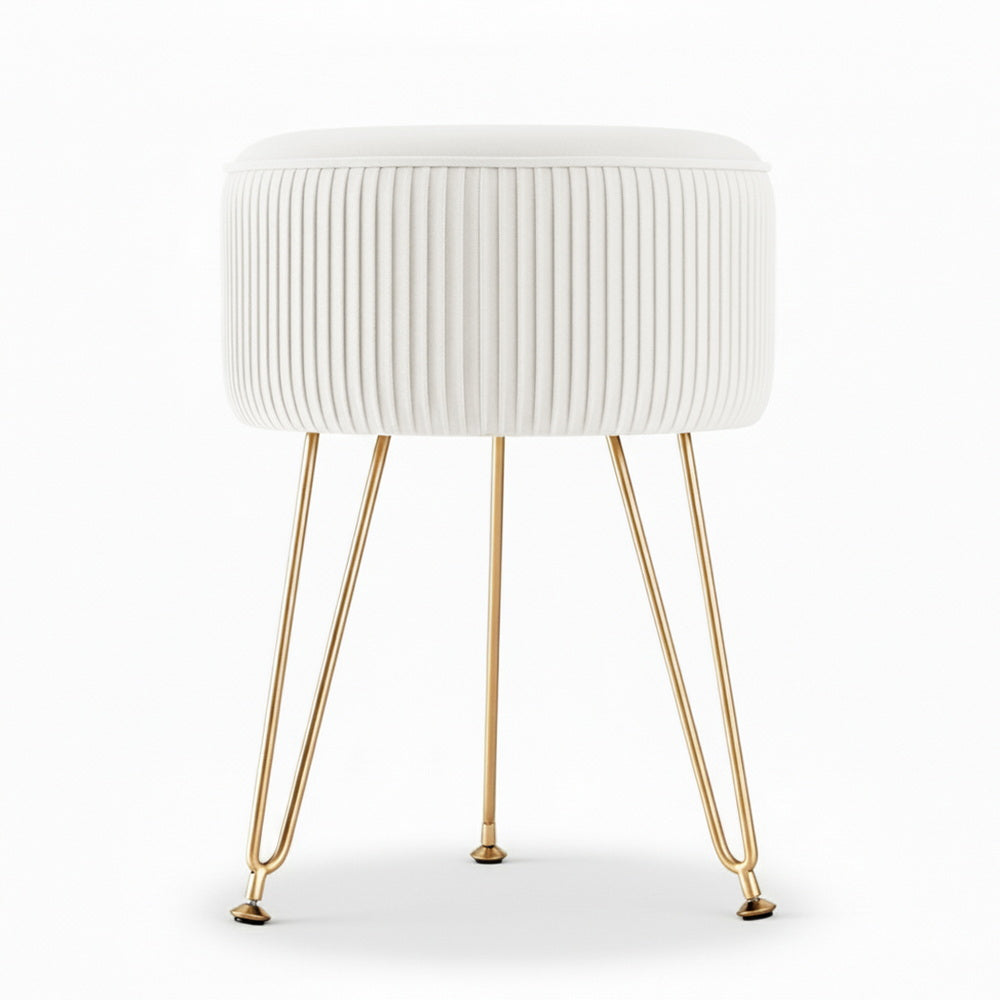 Artiss Ottoman Foot Stool Vanity Velvet Round White
