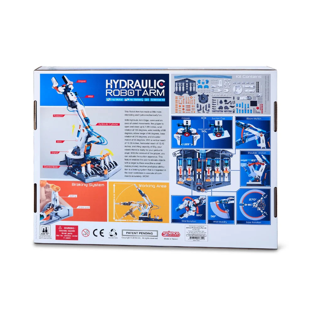 Johnco Hydraulic Robot Arm STEM Building Kit 229pc Engineering Science Toy Kids