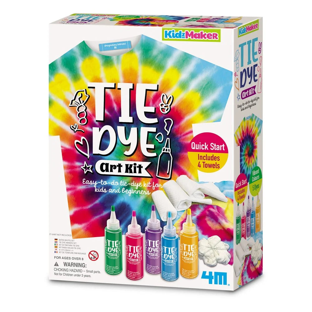 4M KidzMaker Tie Dye Art Kit Kids Craft Colourful DIY Fabric Design Toy