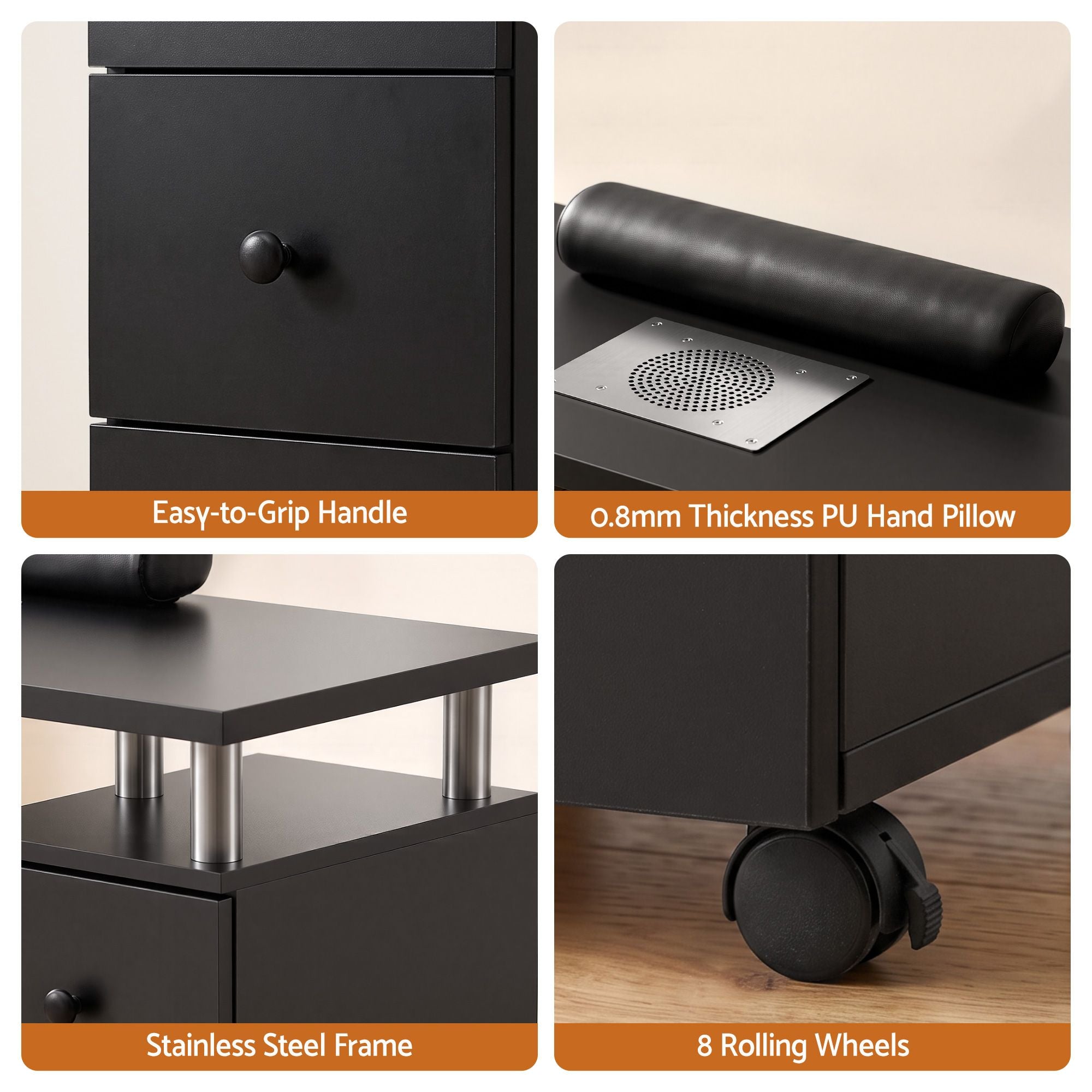 Artiss Manicure Table Nail Desk Built-in Dust Collector Salon Station Black