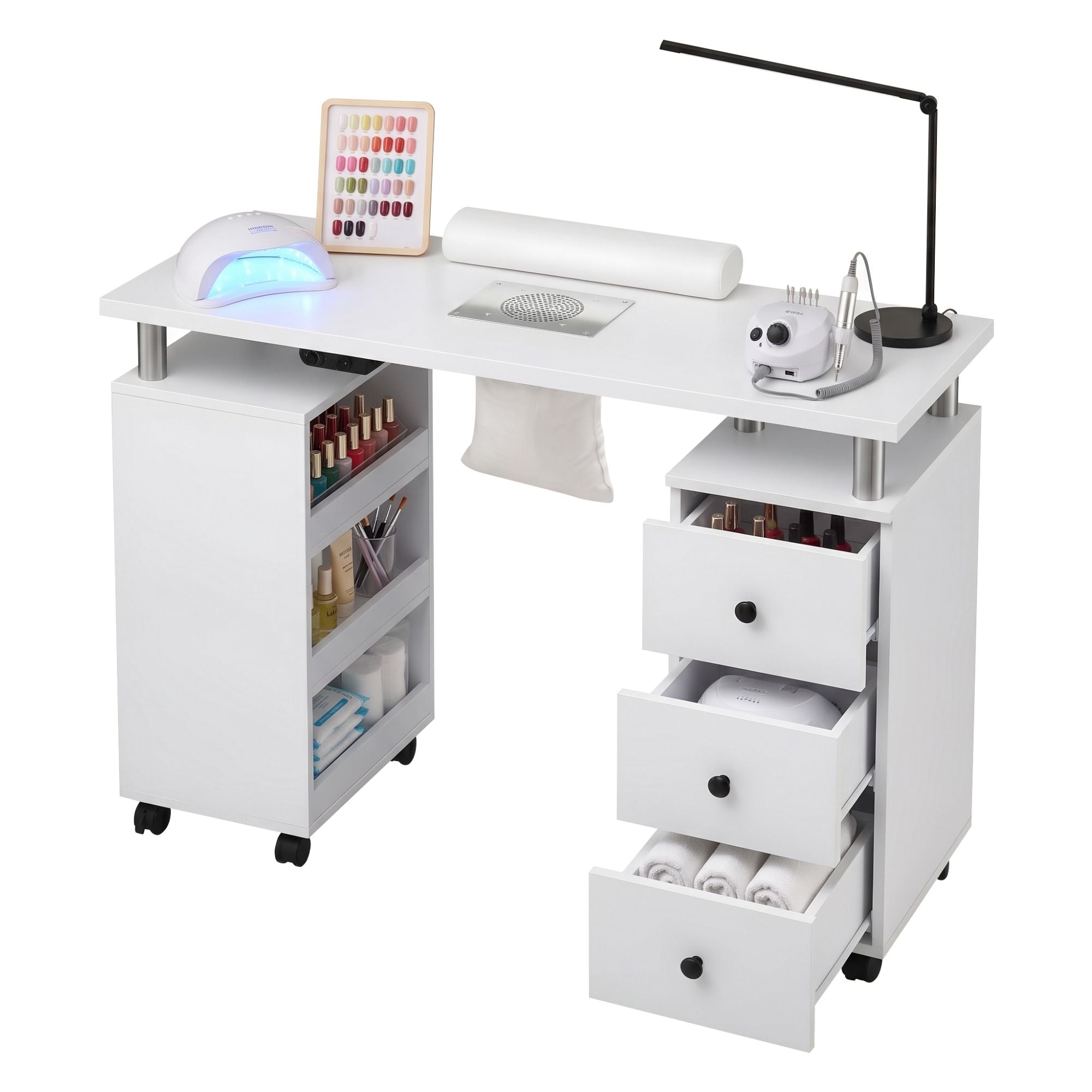Artiss Manicure Table Nail Desk Built-in Dust Collector Salon Station White