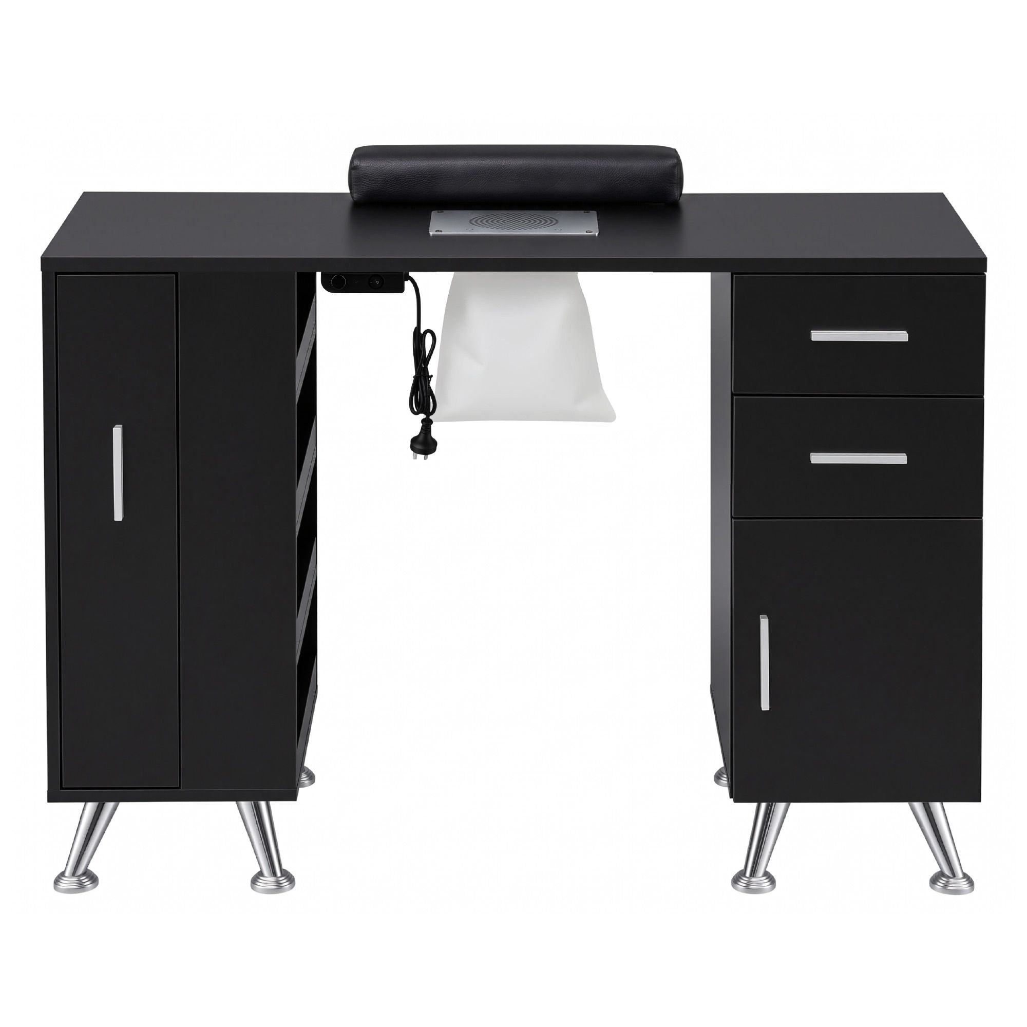 Artiss Manicure Table Nail Desk Dust Collector Shelves Wrist Cushion Black