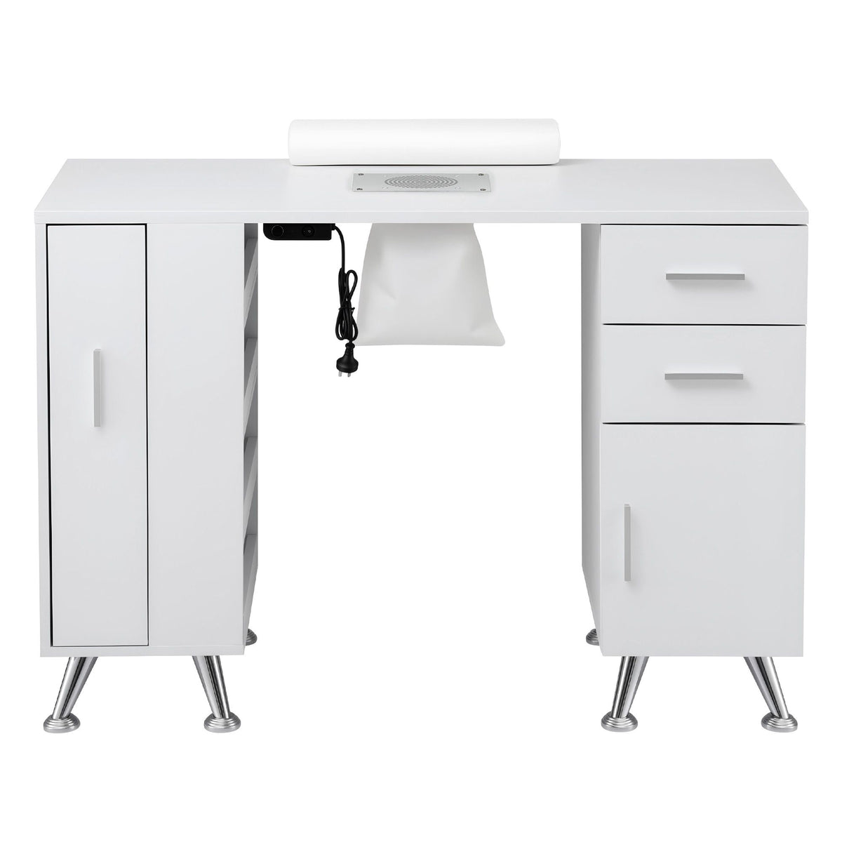 Artiss Manicure Table Nail Desk Dust Collector Shelves Wrist Cushion White