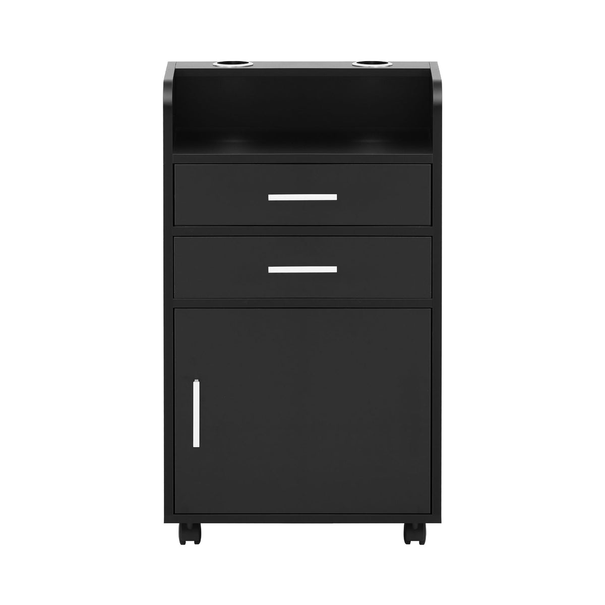 Artiss Salon Station Rolling Cart Hair Styling Cabinet 2 Drawers 2 Holders Black