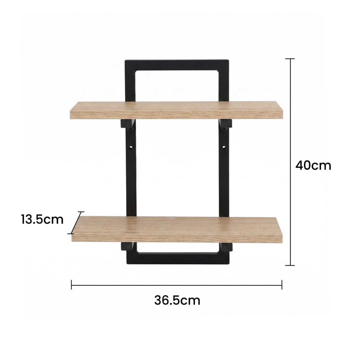 Artiss Set of 2 Floating 2-Tier Wall-Mounted Display Ledge Wood & Metal