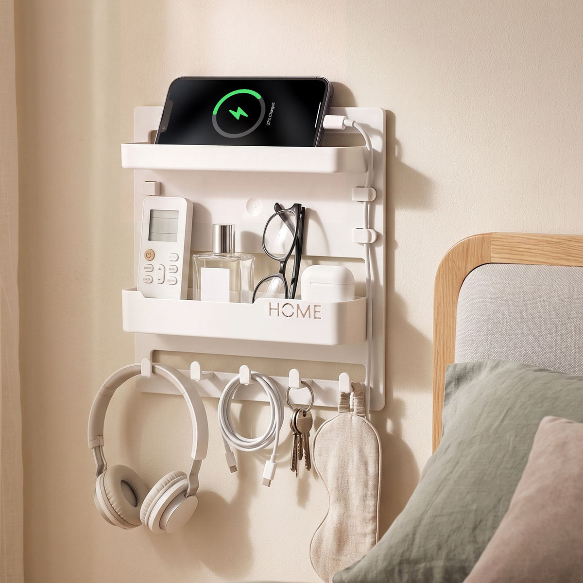 Artiss Bedside Shelf Wall Mount Organizer Self-Adhesive No-Drill 2.5kg