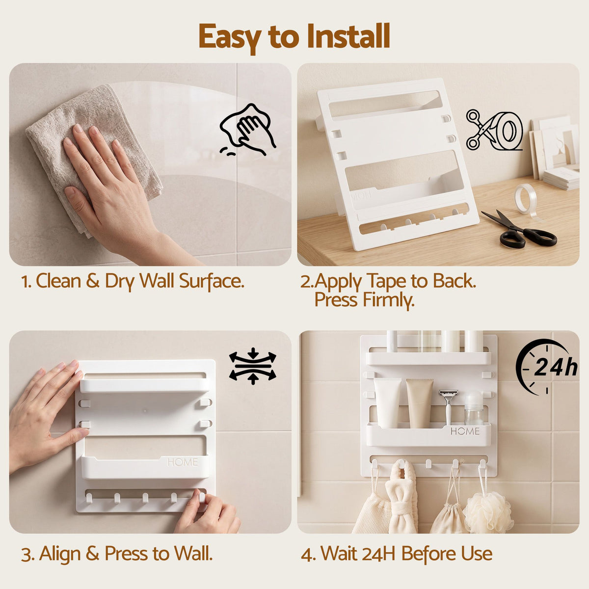 Artiss Bedside Shelf Wall Mount Organizer Self-Adhesive No-Drill 2.5kg