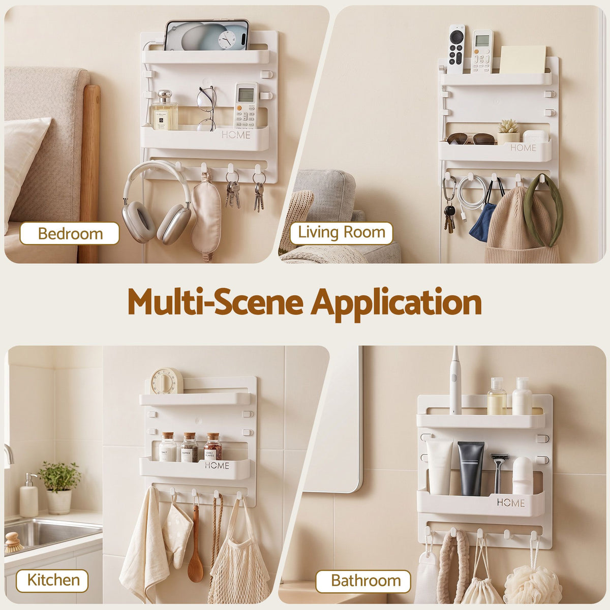 Artiss Bedside Shelf Wall Mount Organizer Self-Adhesive No-Drill 2.5kg