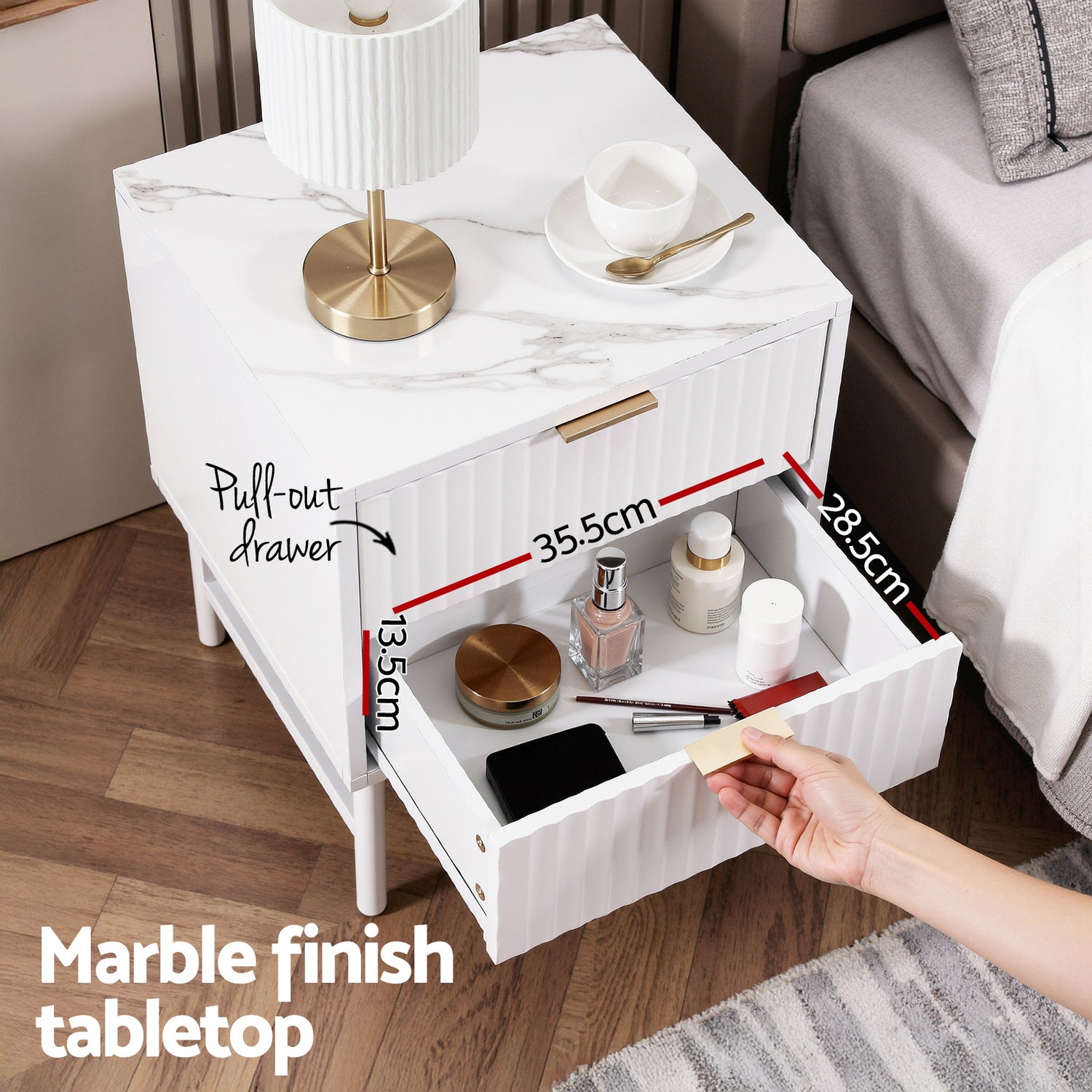 Artiss Bedside Table 2 Drawers - White