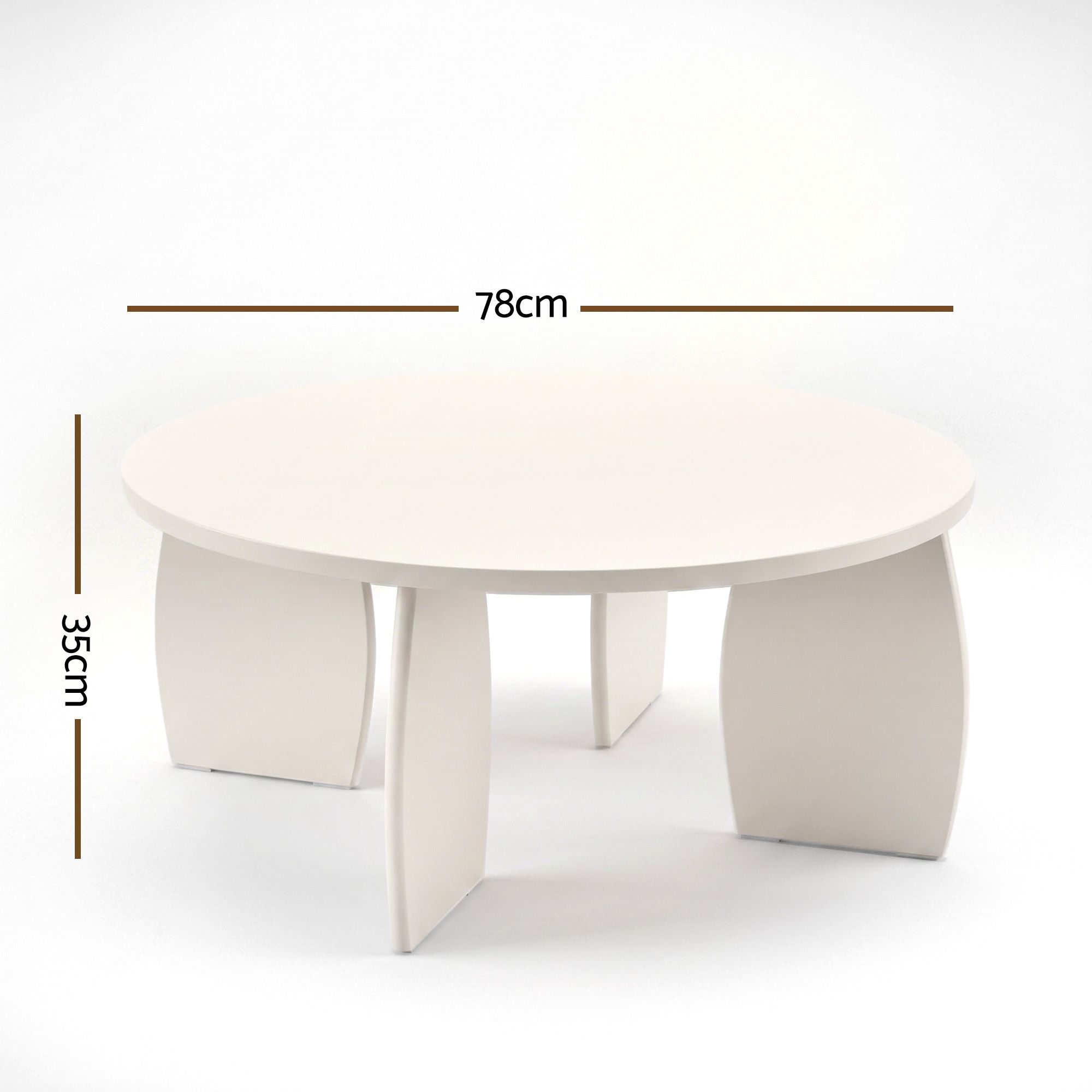 Artiss Round Coffee Table High-Gloss Minimalist Living Room 78x35cm Cream White